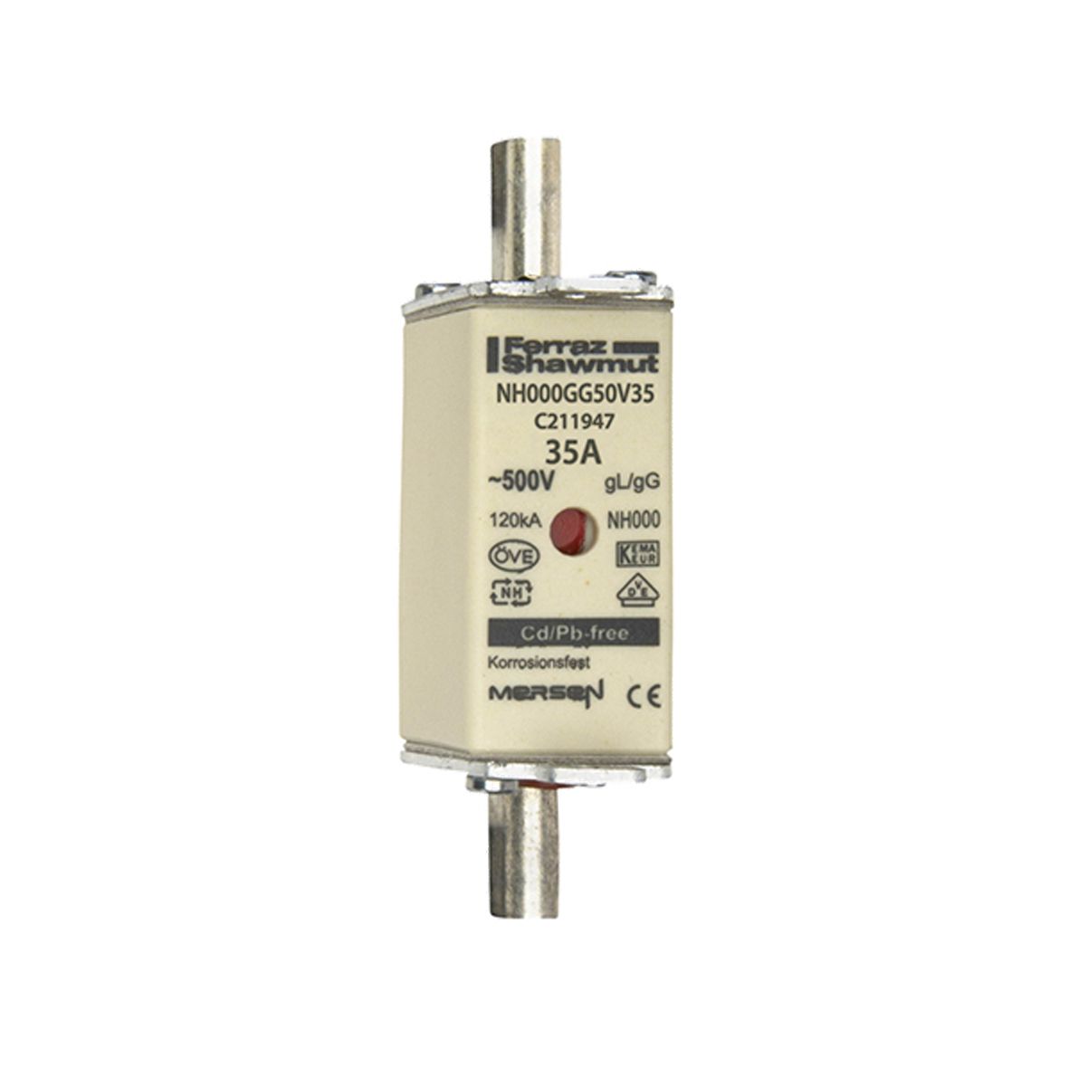 C211947 - NH fuse-link gG, 500VAC, size 000, 35A double indicator/live tags